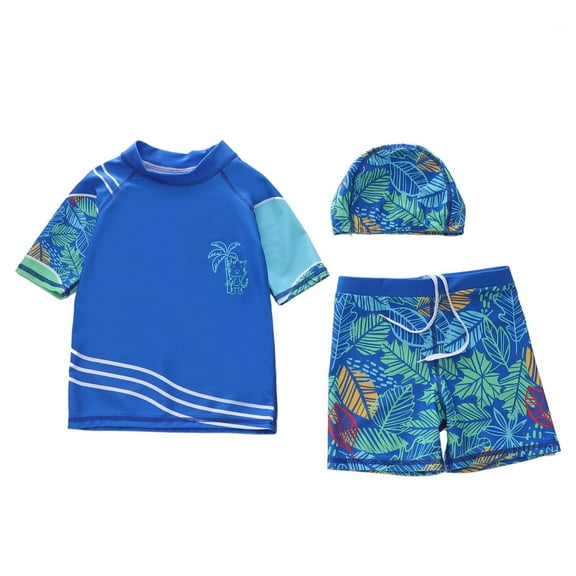 Godom Boys Swim Set 2 Piece Short Sleeve T-Shirt and Board Shorts Swimsuits Sets Toddler to Big Kid Sizes