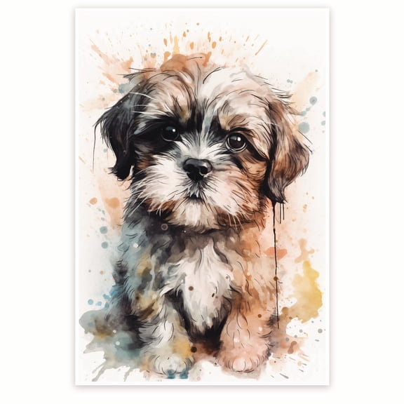 Bliss Monkey Co. Shih Tzu Watercolor Poster - Shih Tzu Pet Parent Wall Art Decor - Gift For Shih Tzu Mom or Dad - 12 x 18 Inch Poster - Unframed - Premium 100lb Gloss - Made In USA - BMCP0184