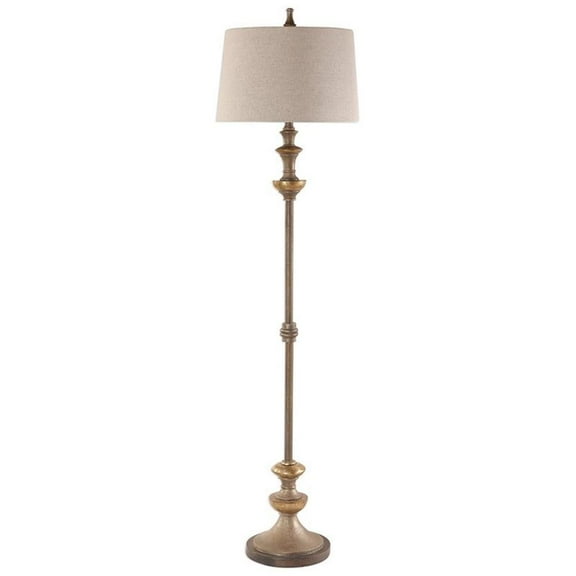 Bowery Hill Contemporary Floor Lamp in Silver and Bronze