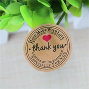 Round Paper Labels 'Thank you, Hand with love' Gift Food Craft Stickers S2S5 I6G6
