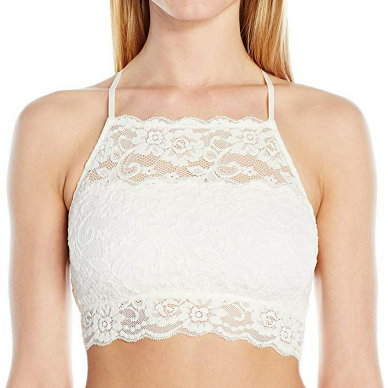 Pretty Comy Lace Bralette for Women High Neck Camisoles Racerback  Double-Layered Crop Top 