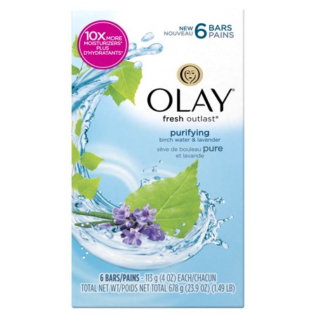 Olay Fresh Outlast Purifying Birch Water & Lavender Beauty Bar 4 oz, 6 count
