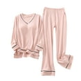 thumbnail image 2 of Women Pajama Sets Women's Casual Fleece Warm With Pad Trousers Soft Homewear Sleepwear Suits Pajama Sets for Women Pj Set Cute Pj Sets Woman,Womens Sleepwear, 2 of 9