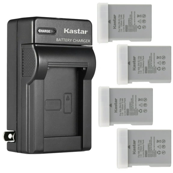Kastar 4-Pack Battery and AC Wall Charger Replacement for Nikon D5100 DSLR Camera, D5200 DSLR Camera, D5300 DSLR Camera, D5500 DSLR Camera, D5600 DSLR Camera, Df DSLR Camera, D3500 DSLR Camera