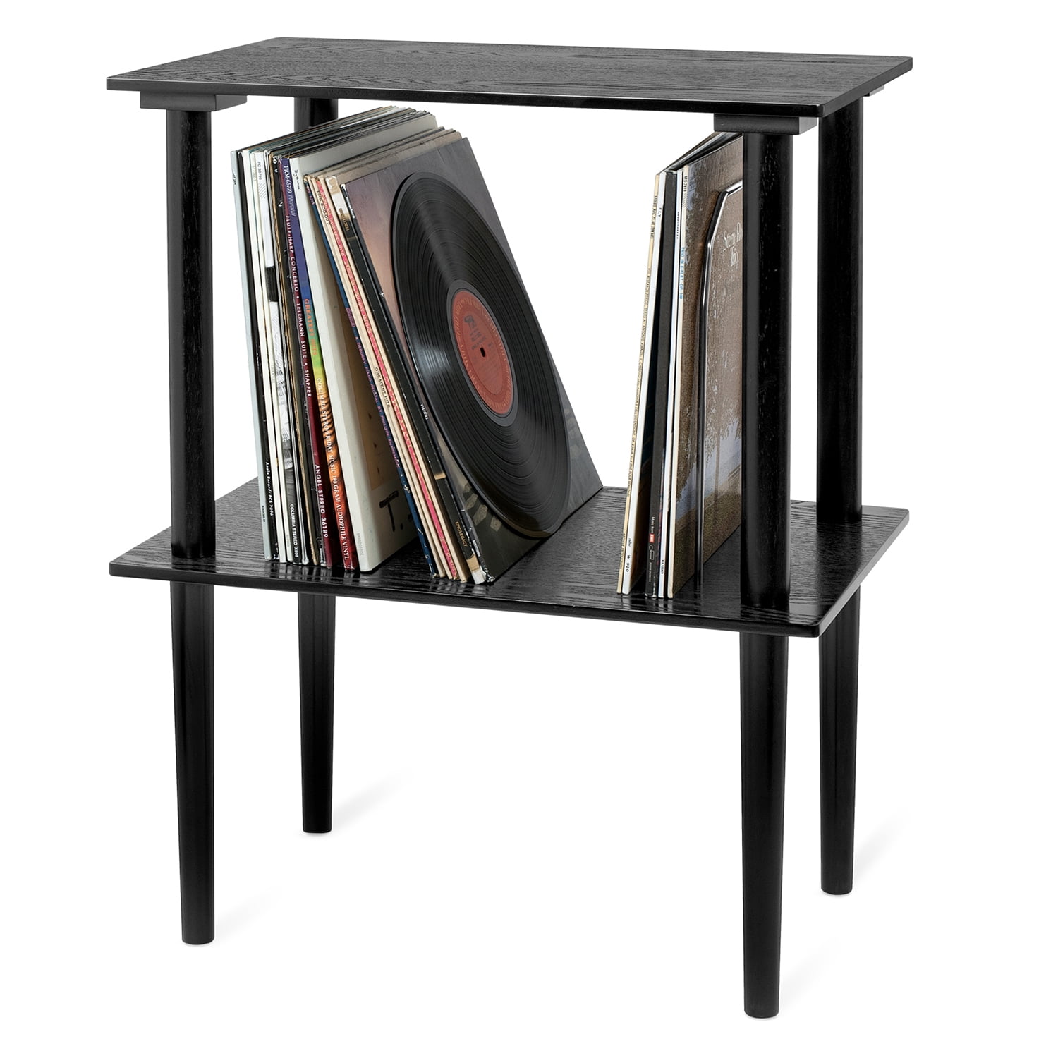 Black Wooden Stand with Record Holder 