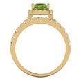 thumbnail image 4 of Clara Pucci 18K Yellow Gold Princess Cut 0.75Ct Natural Peridot Engagement Ring + Matching Band - Luxury Box Included, 4 of 7
