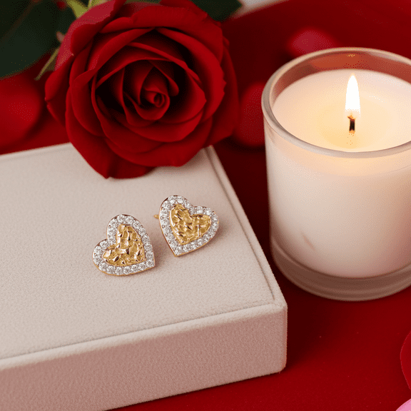 Diamond Celebrity's 1.50ct Moissanite Yellow 925 Sterling Silver Women's Heart Shape Nugget Earrings