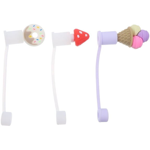 MEIBUTYUP 4-Pack Decorative Silicone Straw Lids Assorted Colors for Outdoor Use and Parties