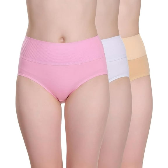 Selfcare Women's Cotton Blend High Rise Solid Tummy Control/Hipster Panties