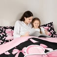 thumbnail image 4 of Manfei Personalized Initial L Bedding Comforter Set 7pcs for Teens Adults,Kawaii Ribbon Bow-tie Queen Bedding Sets Super Cozy,Black Pink Queen Sheet Sets,Ultra Soft Home Decor,Reversible, 4 of 8