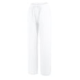 thumbnail image 3 of Lumtrix Womens Linen Pants Wide Leg Drawstring High Waist Linen Cotton Pants Casual Loose Trousers With Pockets White L, 3 of 7