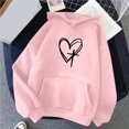 thumbnail image 2 of Womens Loose Heart Printed Hoodie Sweatshirt with Pocket Long Sleeve Hooded Pullover Cotton Fleece Tops S-XXXL (Medium, Pink 02), 2 of 6
