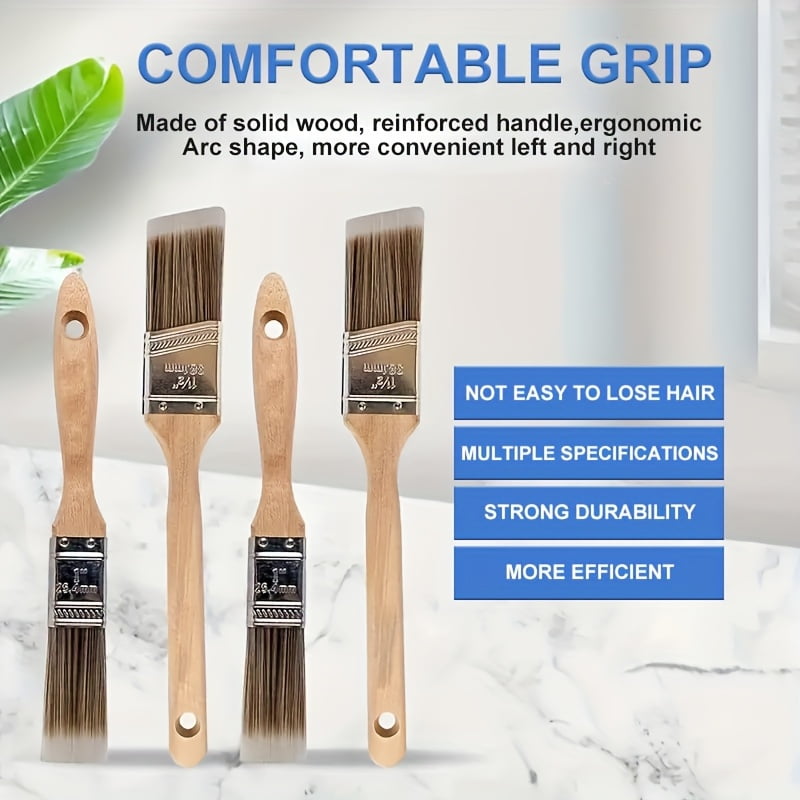 5 Professional Angled Oil Paint Brushes - Wooden Handles for Art, Crafts, School & Office