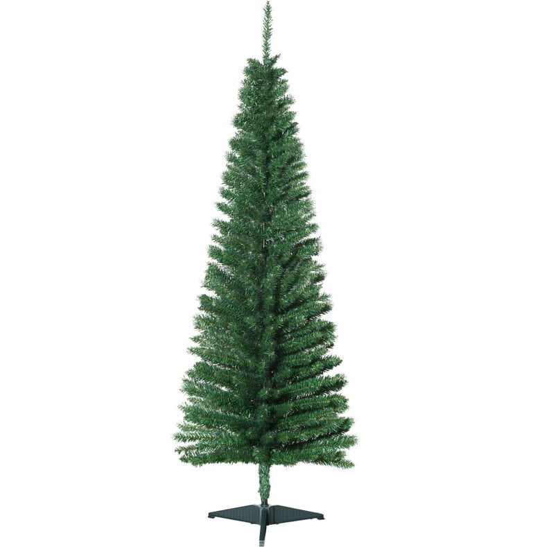 5ft Unlit Pencil Christmas Tree 294 Tips Easy Assembly Plastic Base Small Space Holiday Decor