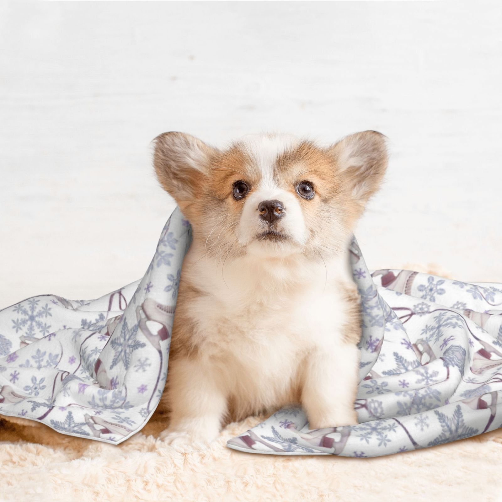 Naloa Elegant ice skates snowflakes Dog Blanket, 3 Sizes Cat Blanket for Indoor Cats Large Medium Small Dog Gifts-Small