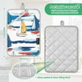 thumbnail image 6 of Yayeee Pot Holders Kitchen Heat Resistant with Pocket 7"x9.8" Cotton Oven Cooking Hot Pads, Dark Blue Hand Drawn Sailboats, 6 of 7