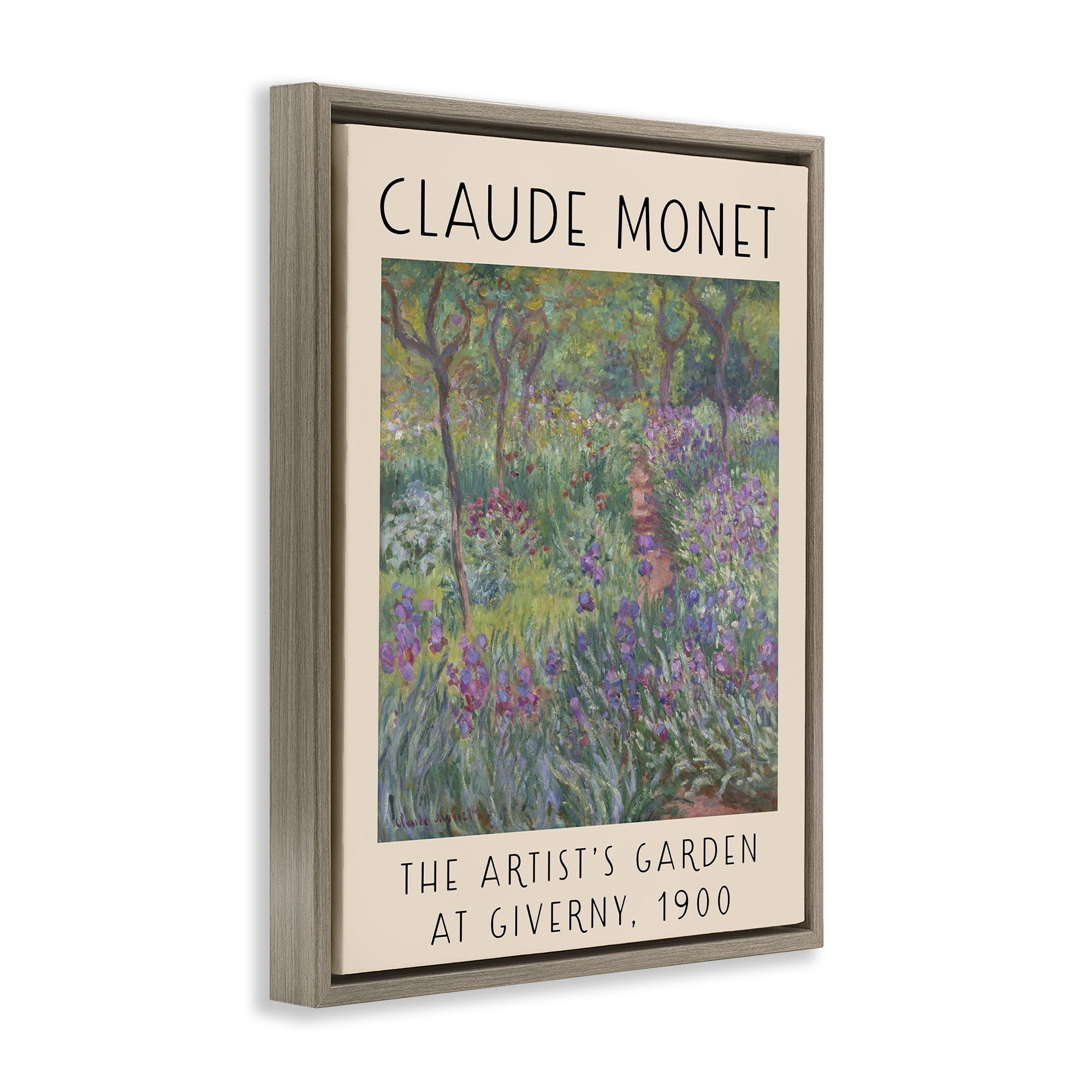 Stupell Industries Classic Garden by Monet Landscape & Nature Painting Brown Floater Framed Canvas Art Print Wall Art, 25 x 31