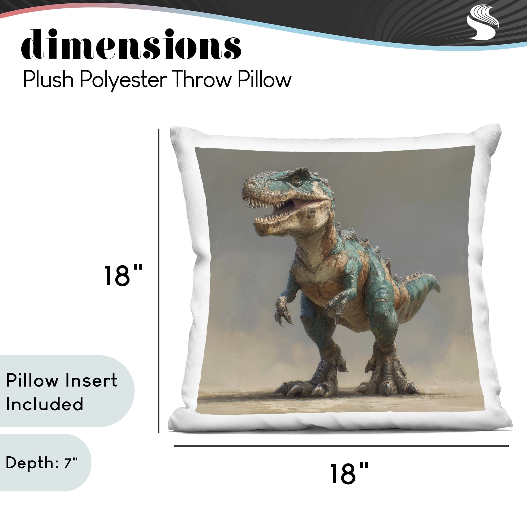 Stupell Industries Turquoise T-Rex Study Decorative Printed Throw Pillow, design by Wumples, 18 x 7 x 18