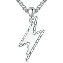 DVEATR Lightning Bolt Necklace for Men 925 Sterling Silver Thunder Pendant Cool Jewelry Gifts for Men Women