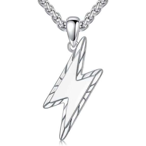 DVEATR Lightning Bolt Necklace for Men 925 Sterling Silver Thunder Pendant Cool Jewelry Gifts for Men Women