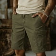 thumbnail image 4 of Men's Twill Cargo Shorts Pull on Shorts Cotton Ripstop Casual Relaxed Fit Wild Outdoor Work Shorts for Men with Multi Pockets Big and Tall Size S-3XL Army Green, 4 of 5