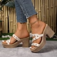 thumbnail image 4 of Sandales à Plateforme à Strass pour Femmes Été 2025 Tendance Bling à Talon Haut Épais à Enfiler Mules de Robe, 4 of 7