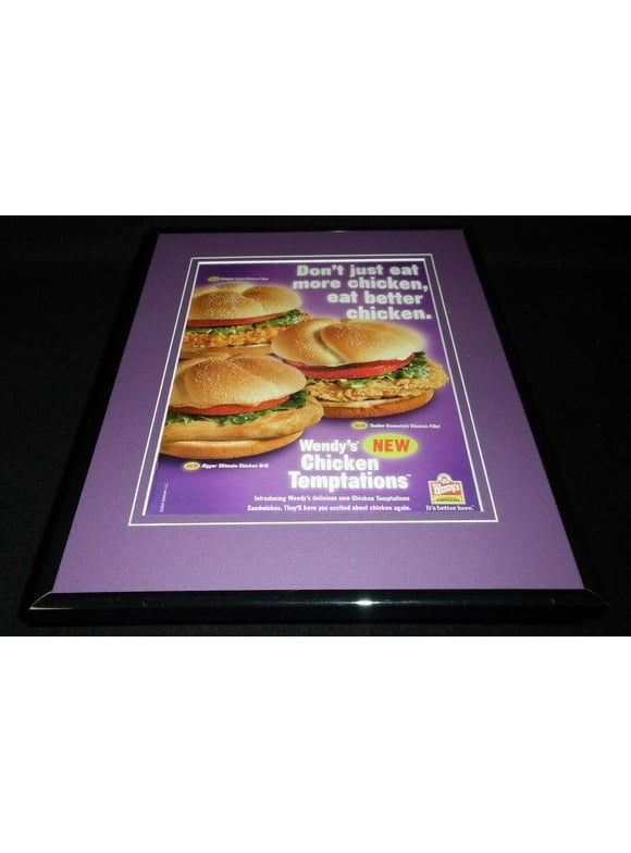 Wendy's 2004 Chicken Sandwiches 11x14 Framed ORIGINAL Advertisement