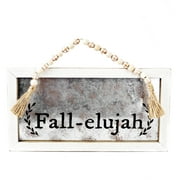 Way To Celebrate Harvest "Fall-elujah" Shadow Box Metal Decorative Sign w/ Wood Beads and white frame