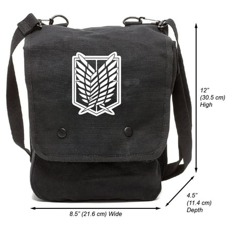 Attack on Titan Dual Wing Canvas Crossbody Travel Map Bag Case,