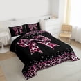 thumbnail image 3 of Castle Fairy Cheetah Print Bowtie Full Size Comforter Sets,Black Pink Bedding Sets, 3 of 8