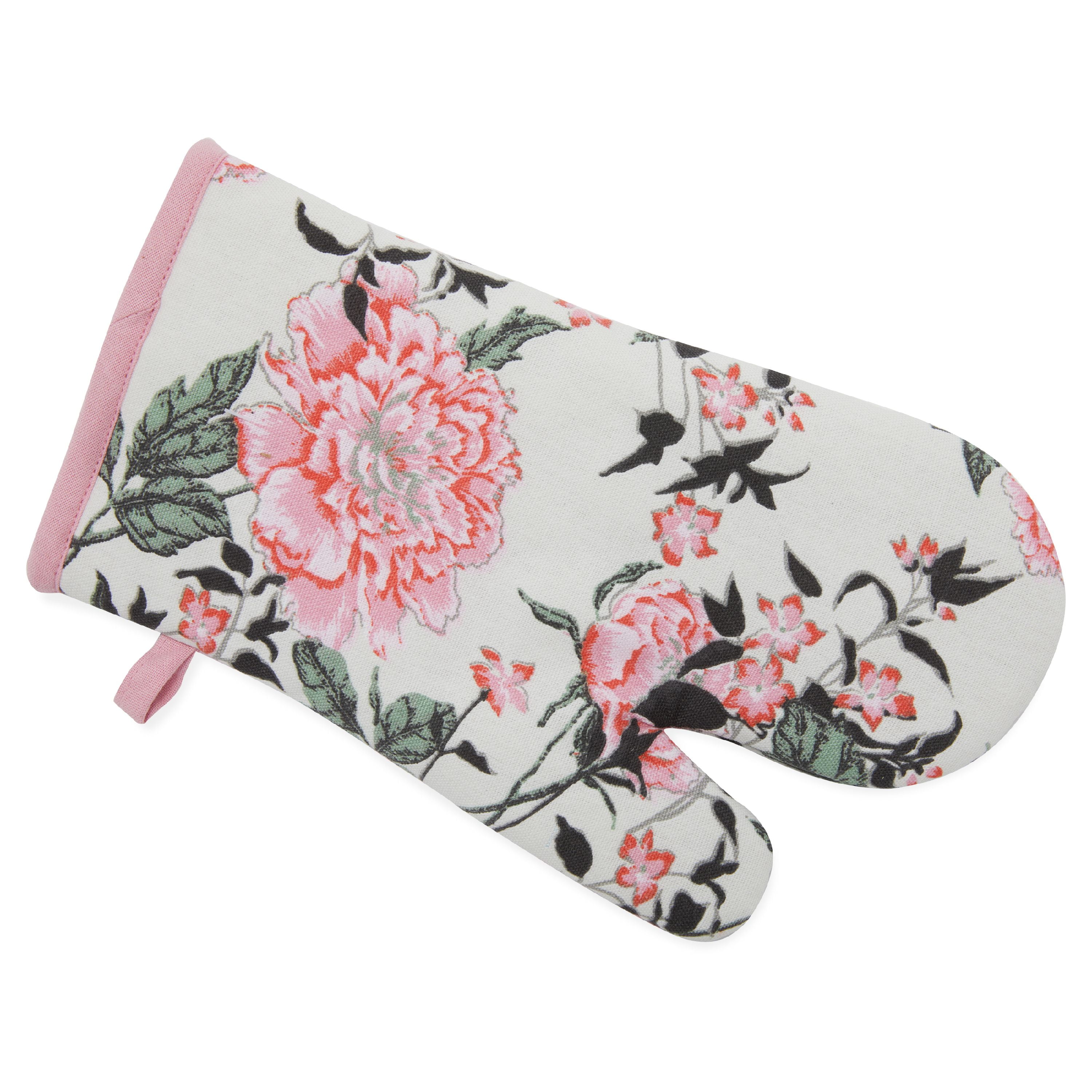Oven Mitt Bake Happy Quilted Folk Floral