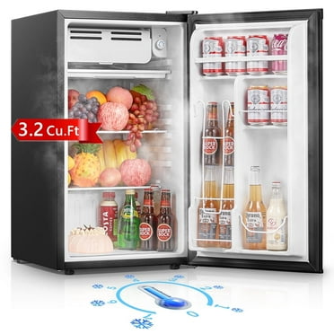 3.2 Cu.ft Single Door Mini Fridge for Drinks, Partitioned Storage, 7 Level Temp Control, Black