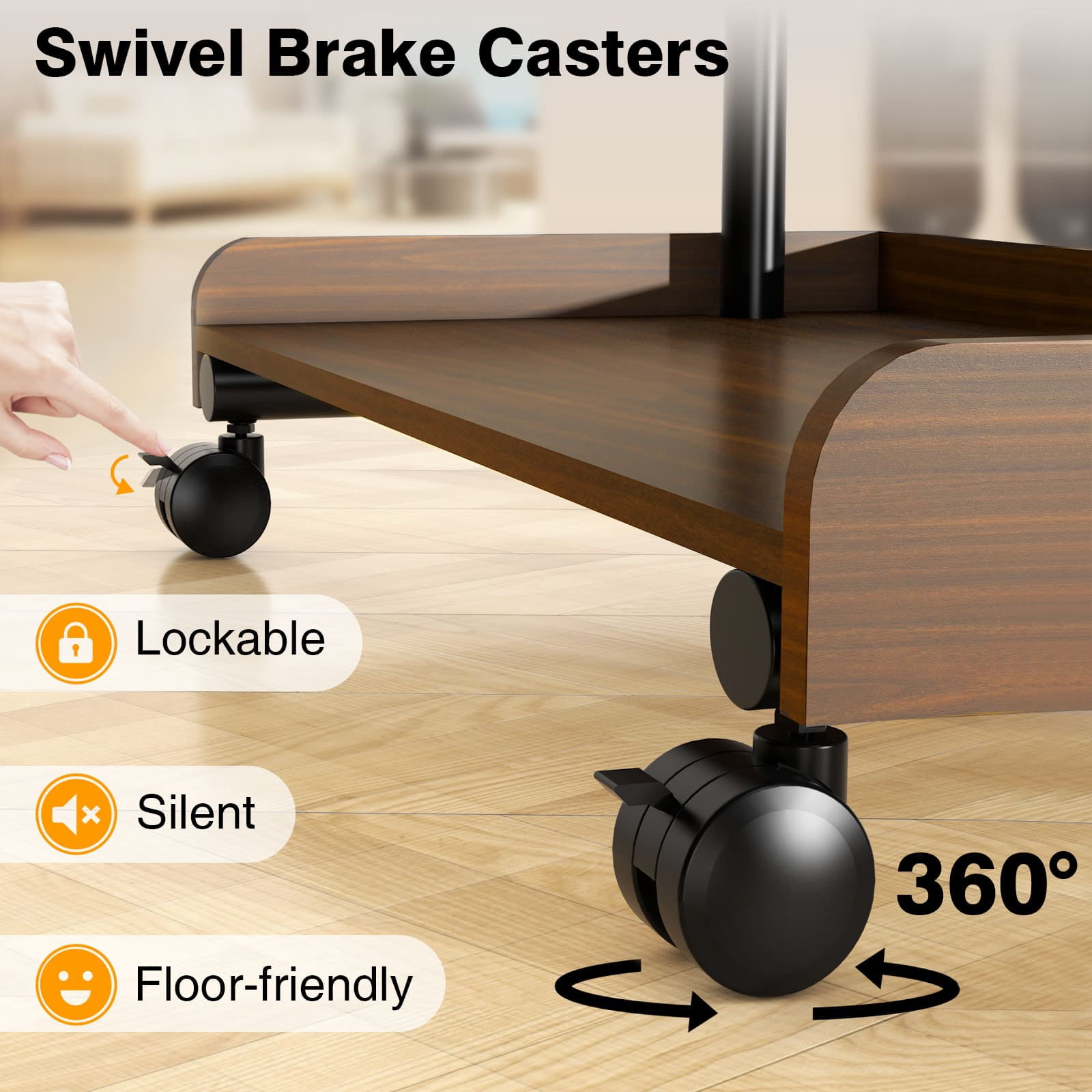 TAVR Furniture Universal Mobile TV Stand with Wheels for 40-86 inch LCD LED OLED Flat Panel Screens, with Wooden Storage Shelf