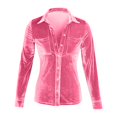 thumbnail image 4 of Womens Vintage Velvet Top Fall Fashion Casual Long Sleeve Button Down Shirts Going Out Dressy Business Work Blouses with Pockets, 4 of 6