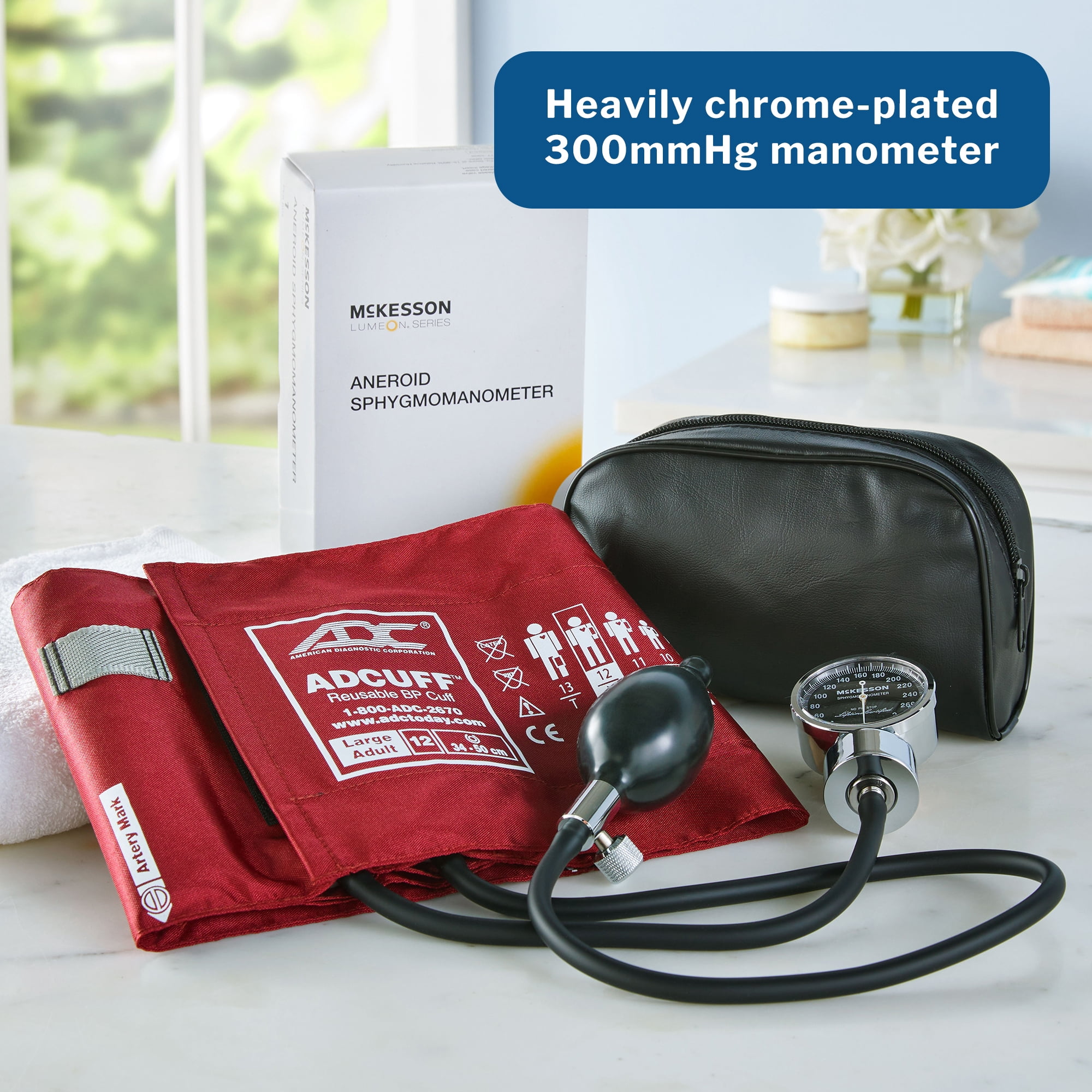 McKesson LUMEON Aneroid Sphygmomanometer, Blood Pressure with Cuff, Large, 1 Ct