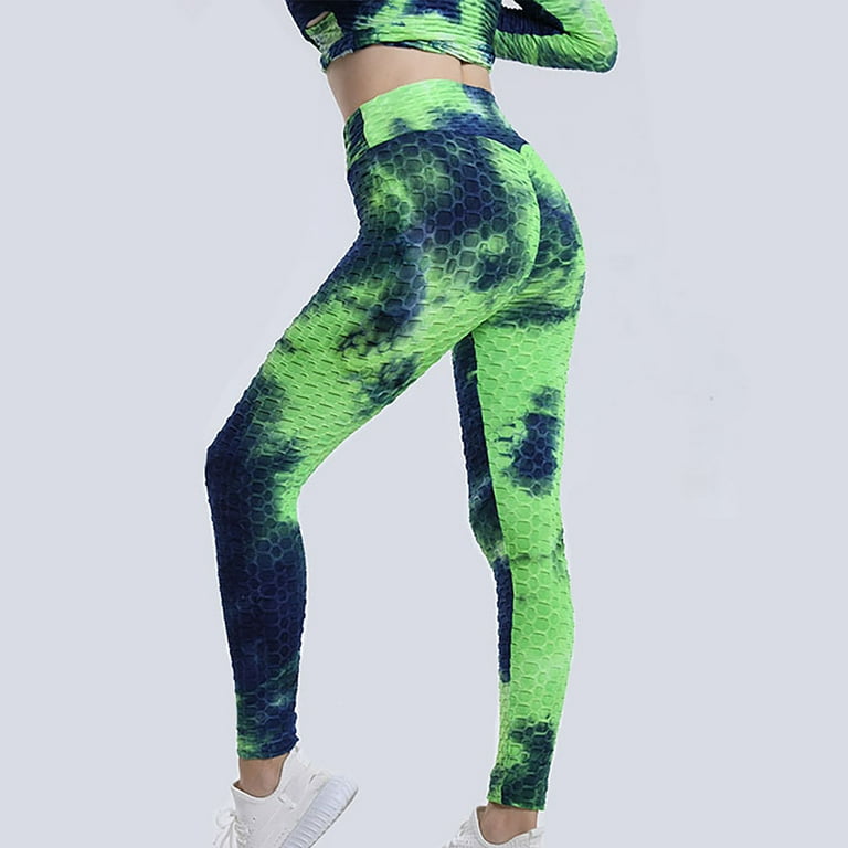 Workout Running Leggings for Women,Seamless tight yoga pants, hip stretch  sports pants,Green A,L,Tummy Control Leggings