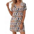 thumbnail image 2 of MOSHU Summer Dresses for women V Neck Womens Dresses Short Sleeve Casual Midi Dress with Pockets, 2 of 11