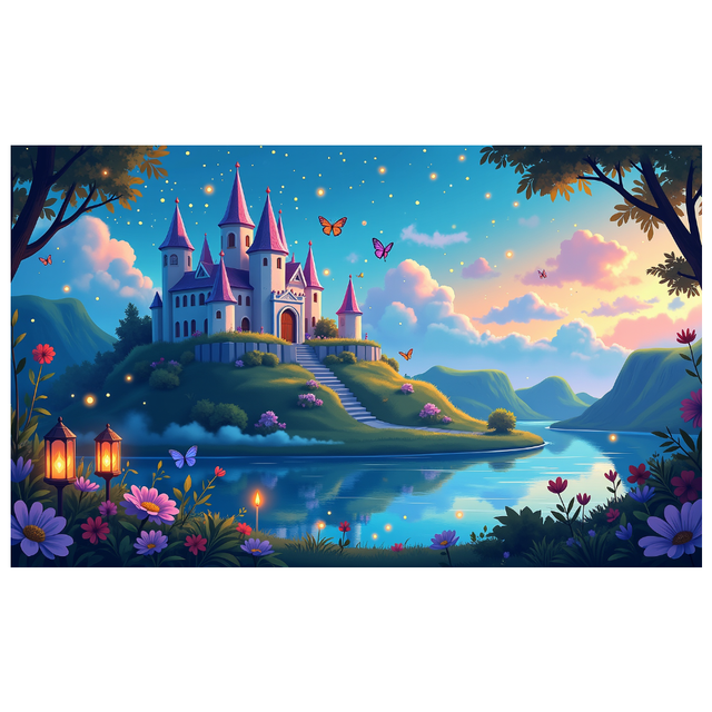 Castle Fantasy Backdrop Kids Birthday Party Decorations Fairy Tale Princess Photography Background Magical Enchanted Scene Banner Event Supplies