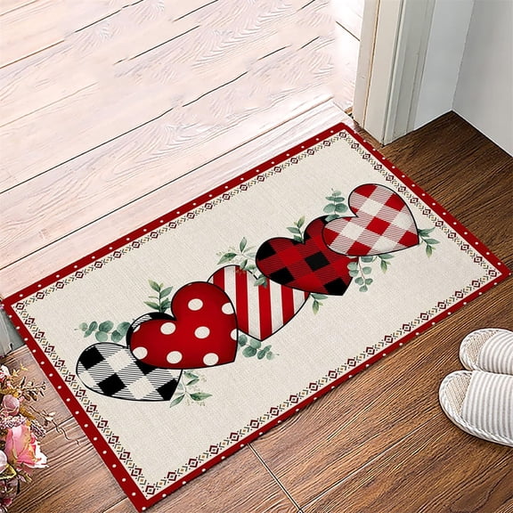 KCEHTA Valentines Door Mat, Valentines Day Welcome Mat Non Slip Washable Love Heart Valentines Day Doormat Indoor Outdoor Front Door Porch Wedding Anniversary Valentines Day Decorations Home Decor