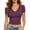 2-Purple, variant on Slim Fit T Shirts for Women Short Sleeve Top, Solid Color V Neck Stretch Casual Crop Base Layer Tee Tops for Summer Daily Wear Plus Size Available