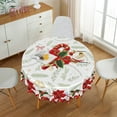 thumbnail image 4 of Nanqianyi Christmas Round Tablecloth 70 inch, Blooming Red Flowers Xmas Candy Berry Printed Washable Table Cloths for Kitchen Festive Decor, 4 of 10