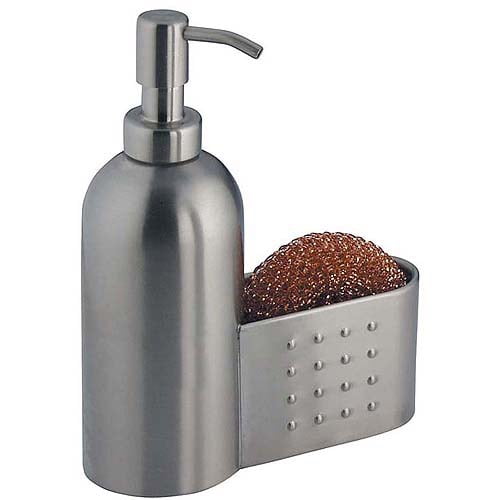 Polished Stainless Steel Double Organizer Caddy for Sink Accessories InterDesign Forma Dual Kitchen Sink Sponge and Scrubber Holder