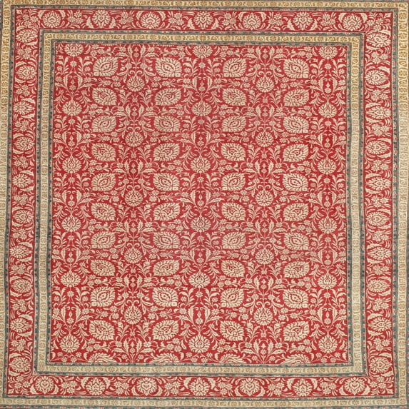 Ahgly Company Machine Washable Indoor Square Traditional Lava Red Area Rugs, 6' Square