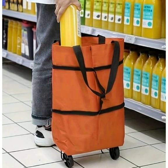 Foldable Reusable Shopping Cart With Wheels & Trolley Bags, Large Capacity Grocery Bags