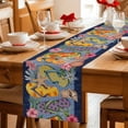 thumbnail image 5 of Nautical Coastal Table Runner 90 Inches, Ocean Flip Flops Coral Starfish Flowers Blue Bed Runner Dresser Scarves Tabletop for Indoor Outdoor Parties/Ceremony/Banquet, 13" x 90", 5 of 9