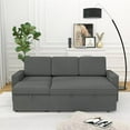 thumbnail image 2 of Convertible Sofa Bed with Pull Out Bed, L-Shaped Sectional Sofa Couch with Storage Chaise and Racks, 3-Seaters Corner Sofa for Living Room, Apartment, Office, Dark Grey, 2 of 7
