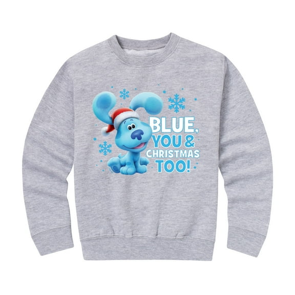 Blue's Clues & You! - A Blue Christmas Graphic Long Sleeve Fleece Sweatshirt
