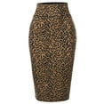 thumbnail image 2 of A2Y Women's Basic Solid Ponte Knee Length Slit Techno Span High Waist Pencil Skirt Leopard Khaki 2XL, 2 of 3