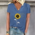 thumbnail image 2 of Camisetas de Manga Corta para las Mujeres, Impresión de Cuello en V Camiseta Casual Top Hecho de 95% Poliéster 5% Spandex para el Uso Diario de Primavera Verano, Camisetas para las Mujeres Casual, 2 of 4
