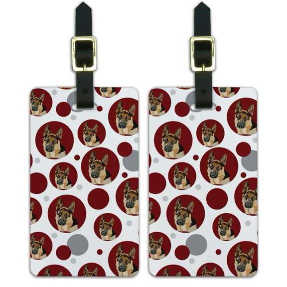 Graphics and More German Shepherd Dog on Red Luggage Suitcase Carry-On ID Tags Set of 2